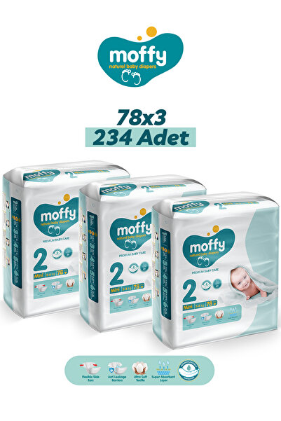 Moffy Jumbo Mini No 2 Bebek Bezi (78x 3) 234 Adet