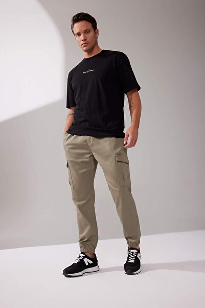 DeFacto Oversize φαρδύ λαιμόκοψη με στάμπα με κοντό μανίκι 100% βαμβακερό μπλουζάκι Z6083AZ23SM