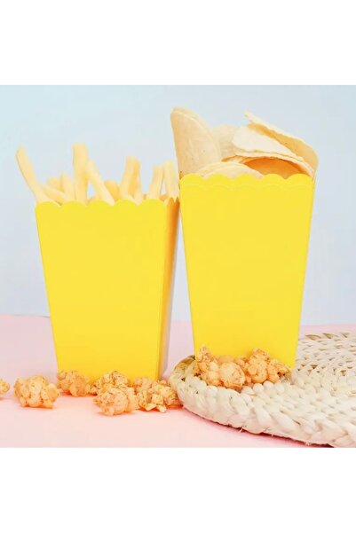 Deniz Party Store علبة فشار (علبة ذرة و شيبس) 10 حبات لون أصفر