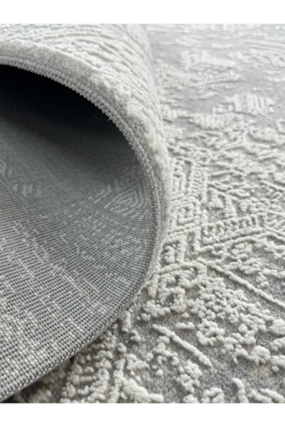 ünalcarpet 4 Metrekare - 6 Metrekare Bambu Tarz Modern Dokuma Salon Oturma Odası Mutfak Halısı Antialerjik Gri