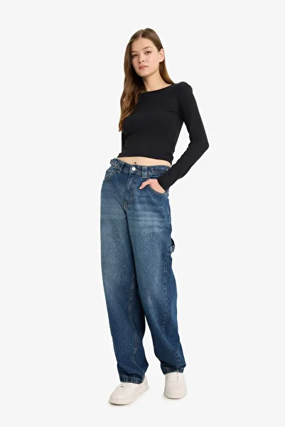 DeFacto Coool Fitted Basic Plain Rib Long Sleeve T-Shirt E7797Ax25Sp
