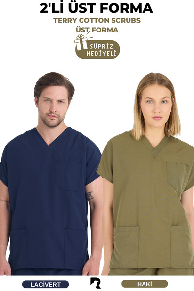 Raven Uniform Unisex Terikoton Doktor Hemşire Forması Medikal Forma Cerrahi (...