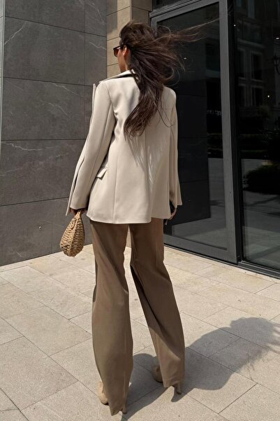 Madmext Taş Rengi Astarlı Kadın Blazer Ceket Mg2508