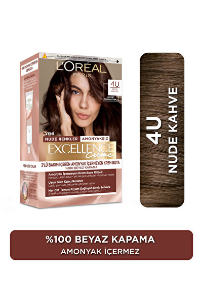 L'Oreal Paris Excellence Creme Nude Renkler Saç Boyası – 4u Nude Kahve