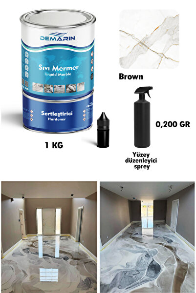 Demarin Çift Bileşenli Solventsiz Sıvı Mermer Liquid Marble (Tezgah, Zemin Bo...