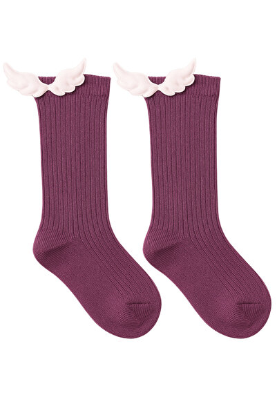 Katia&Bony Bebek Kanat Aksesuarlı Dizaltı Çorap Mor