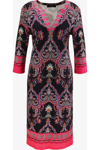Şans Women's Plus Size Colorful, Shawl Pattern Dress 65N39096