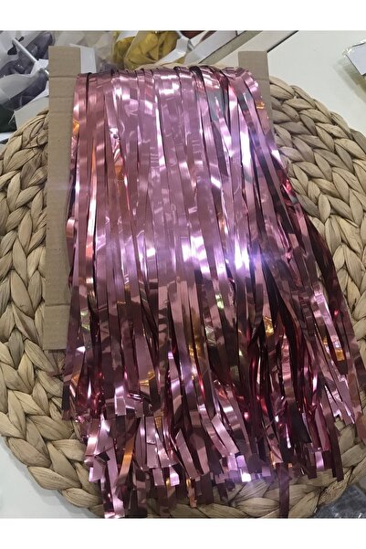 Deniz Party Store PÜSKÜLLÜ PARLAK METALİZE PEMBE MASA ETEĞİ KULLANAT 75X360 CM (iki tarafı renklidir.)