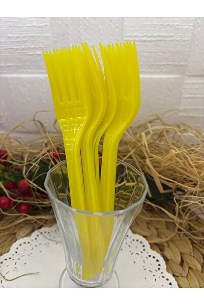 Deniz Party Store Yellow Plastic Disposable Forks Pack of 24
