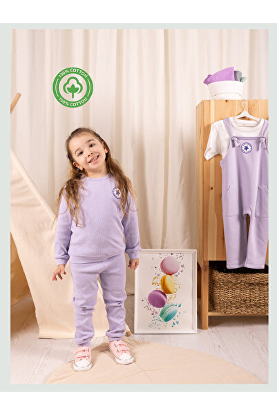 Zuppers Kız Çocuk Pamuk Fitilli Alt Üst Takım - Lila