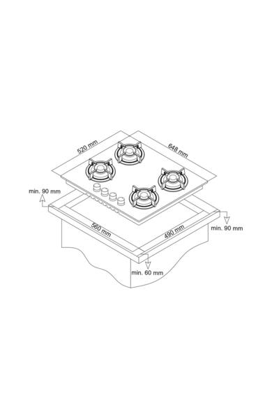 Simfer 3653 4g 65 cm Siyah Cam Ankastre Ocak