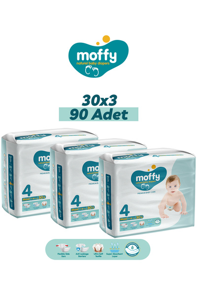 Moffy Twin Maxi 4 Beden Bebek Bezi (30 x 3) 90 Adet
