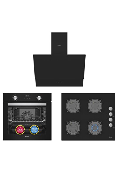 Simfer 9 Fonksiyon QS Dijital Siyah 3'lü Ankastre Set ( Fırın + Ocak + Davlumbaz)