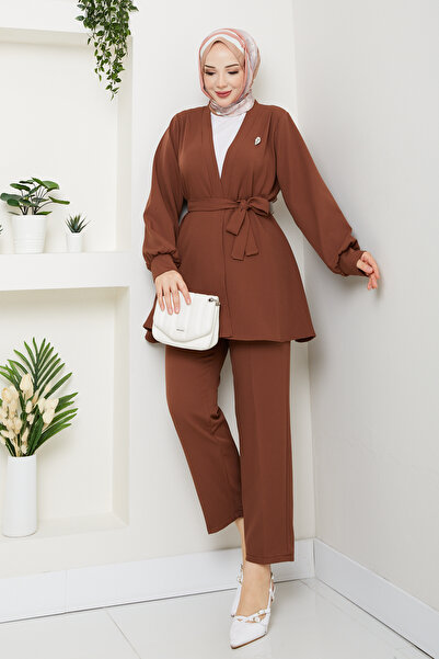 modapark.ist Women's Belt Detailed Trousers Suit