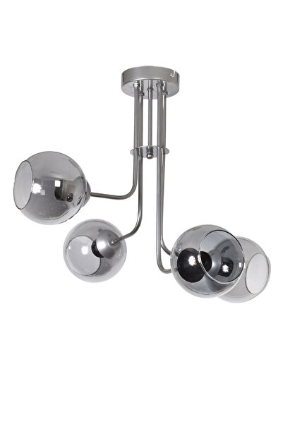 Modavize Elif Modern Tasarım Salon Yemek Odası Mutfak Gri Renk Füme Camlı Sarkıt 4 Lü Avize