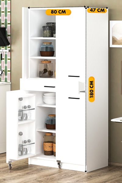 Fly Mobilya Misa Çok Amaçlı Çekmeceli Kahve Köşesi, Kiler Dolabı, Mutfak Erza...