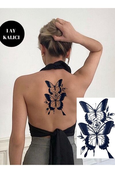 HEDİYEVİM Kelebek Figürlü 12 Saat Sonra Kararan Geçici Dövme Tattoo 1 ay kalıcı