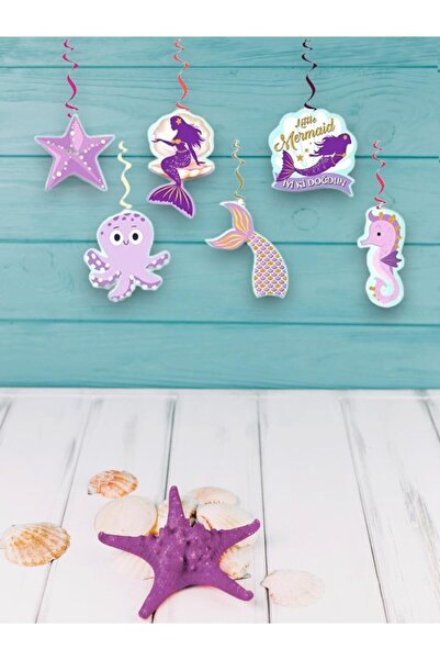 Deniz Party Store حورية البحر تحت عنوان 6 قطعة قلادة مصباح السقف زخرفة