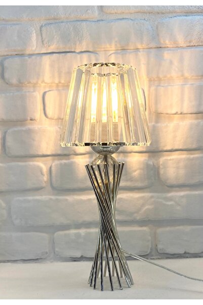 365GUNSERİSONU Modern Decorative Chrome Metal Leg Auger Model Crystal Stone Hat Lampshade Table Lamp