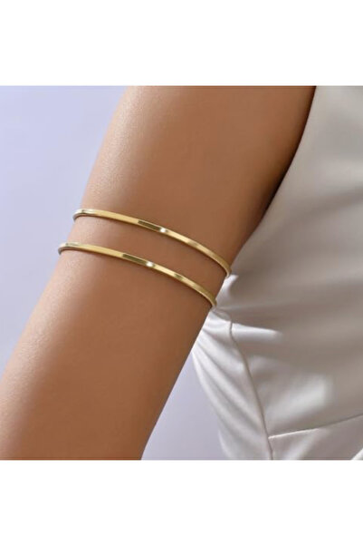 olivetree Gold Kadın Aksesuar Çelik Kol Takı Süs Ayarlanabilir Bilezik Düz De...