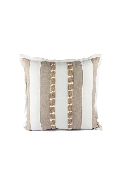 Mikasa Moor وسادة رمي مخططة باللون البيج والأبيض مقاس 55x55