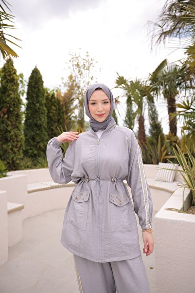 Ryzi Moda Women's Hijab Tracksuit Set Zippered Double Set
