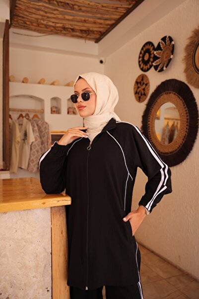 Ryzi Moda Γυναικεία Σετ Φόρμας Μαύρη Διπλή Αθλητική