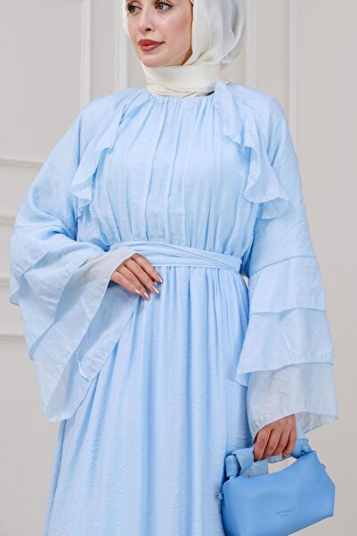 Sevitli Φόρεμα Lora με βολάν-Μπλε