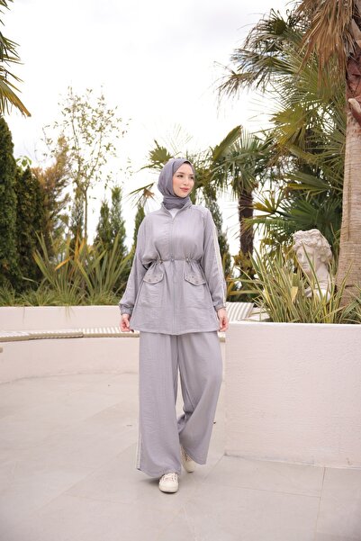 Ryzi Moda Women's Hijab Tracksuit Set Zippered Double Set