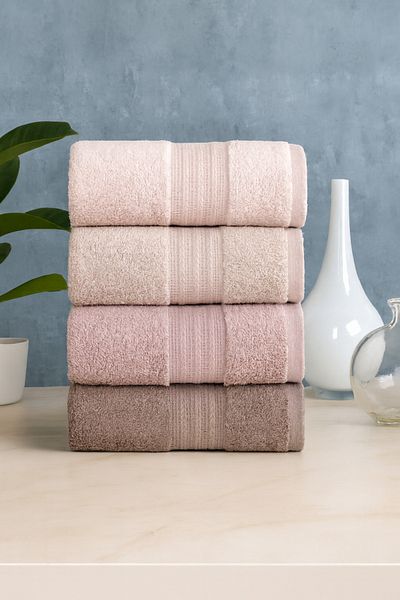 Formeya 4-teiliges Hand- und Gesichtshandtuch-Set aus 100 % Baumwolle, 50 x 85 cm