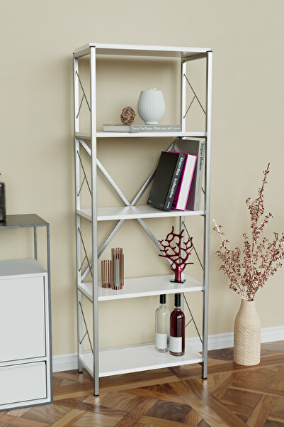 Hediyeler Kapında 5 Raflı Metal Kitaplık Çok Amaçlı Kütüphane Salon Ofis Evra...