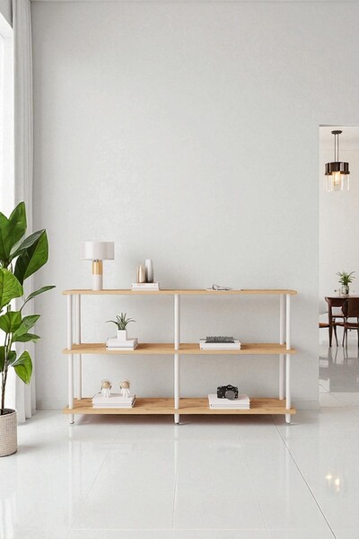 Mobitopya Çevir Kur Atlantik Çam Bd 150 Cm Raflı Konsol 150*75*29 Cm