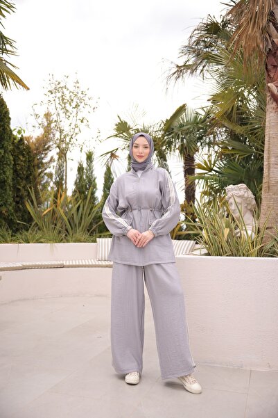 Ryzi Moda Women's Hijab Tracksuit Set Zippered Double Set