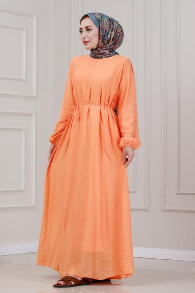 Sevitli Pera Dress with Tie-Up at the Waist-Orange