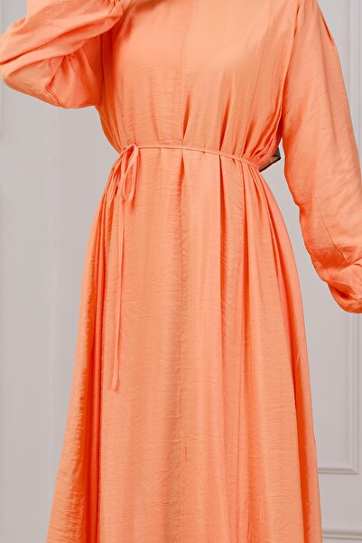 Sevitli Pera Dress with Tie-Up at the Waist-Orange