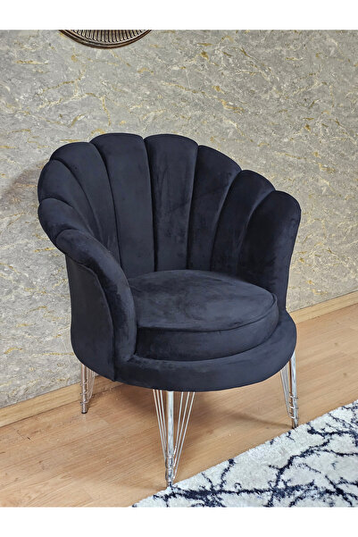 ZAFİR Tekli İstiridye Krom Kaplama Telli Ayak Çay Seti Koltuk Tekli Berjer , Balkon, Salon, Ofis