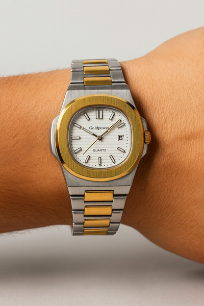 Gold Power Patek Philiipe Model Luxury Steel Men's Wristwatch