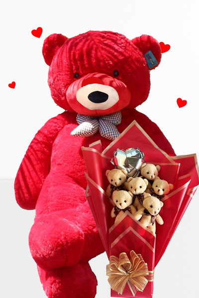 Sole 90 cm Plush Bear Romantic Milk Coffee Teddy Bear Bouquet with Balloons for Valentine's Day Birthday and Special Day Gift