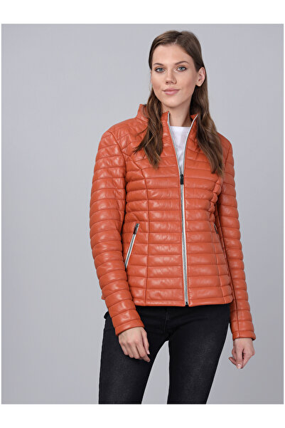 Basics&More سترة جلدية برتقالية نسائية