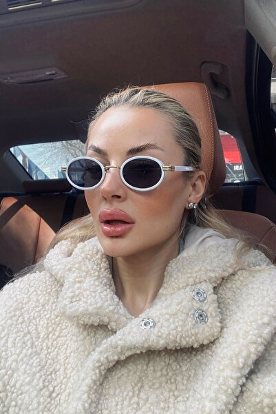 REN EYEWEAR دينا نظارة شمسية دائرية للجنسين بإطار بيضاوي أبيض /