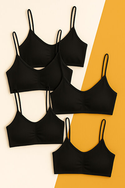 Katia&Bony Girl's Thin Strap Black Bustier - Pack of 5