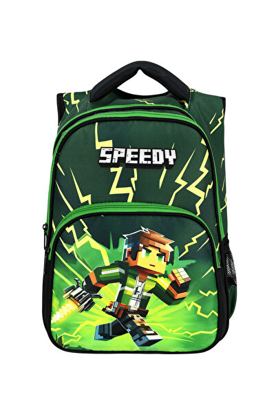 Çanta Trend 2-Piece Primary School Green Printed, Boys' Nutritional School Bag