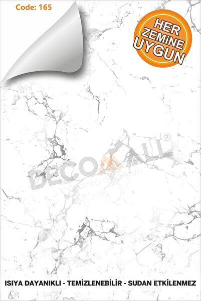 DECOMALL Suya Dayanıklı 100x100 Cm Mutfak Banyo Zemin Mermer Fayans Yapışkanlı Folyo (LAMİNASYONLU) Code 165