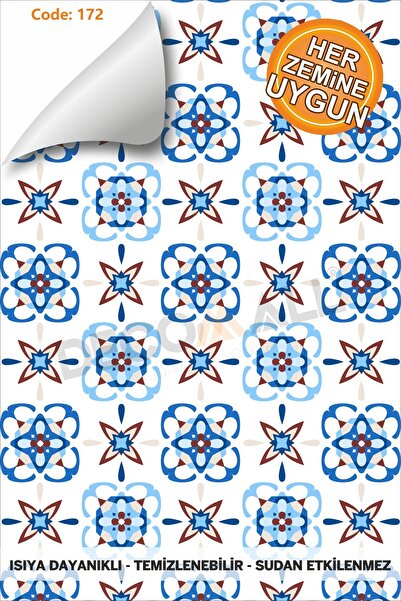 DECOMALL Suya Dayanıklı 100x100 Cm Mutfak Banyo Zemin Mermer Fayans Yapışkanlı Folyo (LAMİNASYONLU) Code 172