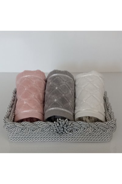 FNT Knitted Towel Basket Cotton Colorful 30*50 Towel 3 Pieces Gift Bundle Dowry Holder