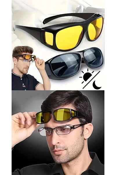 MİNGODAN Yellow Night and Day Driving Glasses Hd Night Vision, Car Glasses Non-Glaring Driving Glasses