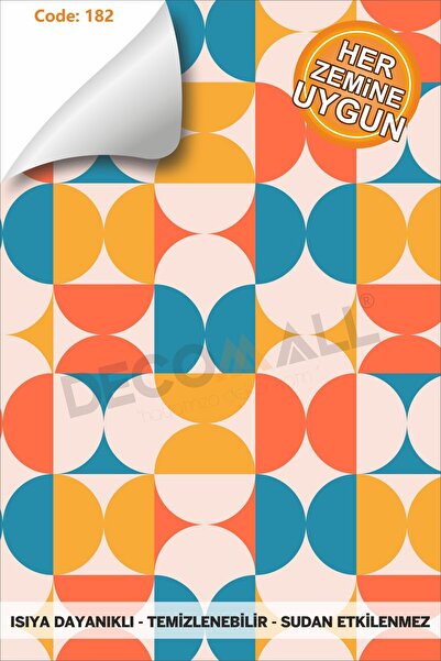 DECOMALL Suya Dayanıklı 50X100 CM Mutfak Banyo Zemin Mermer Fayans Yapışkanlı Folyo (LAMİNASYONLU) CODE 182