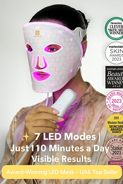 Glamour Luxe قناع الوجه LED - جهاز العلاج بالضوء بسبعة ألوان، مضاد للشيخوخة، ...
