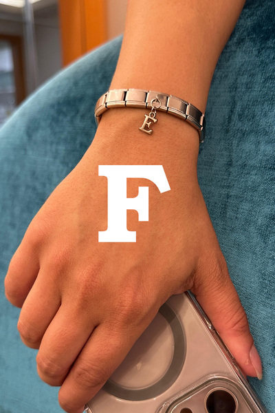 Takı Dükkanı Italian Dangle Letter Charmling Stainless Unisex Steel Bracelet Scb65