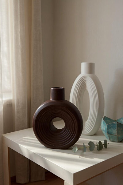 ardesta Set de 2 vaze decorative din pulbere de piatră realizată manual |   Obiect modern pentru decorarea salonului și a casei